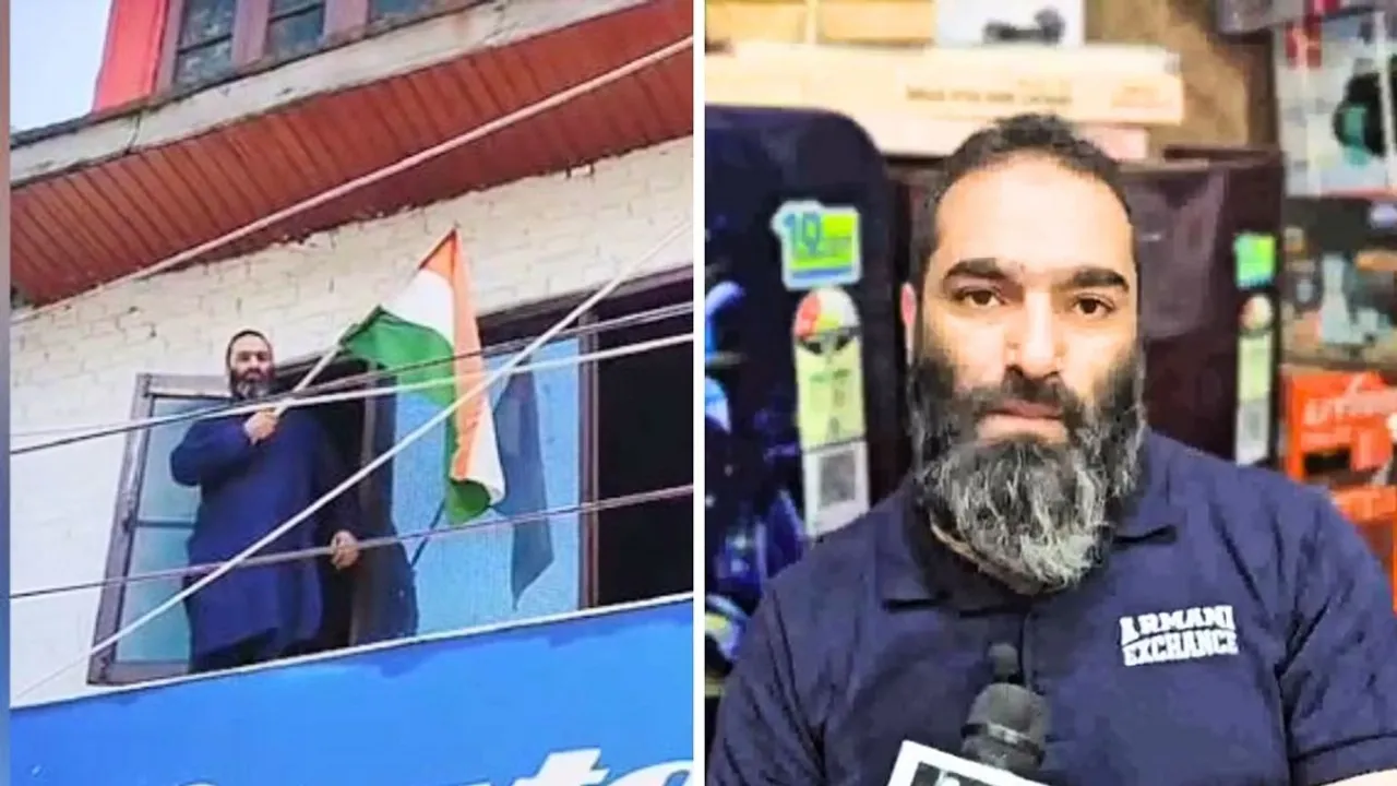 Hizbul Mujahideen terrorist Javed Ahmad's brother raises national flag in Sopore town of JK