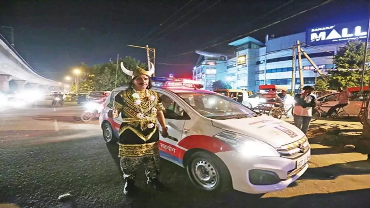 ‘Ravana’ tells motorists to follow traffic rules in Gurugram