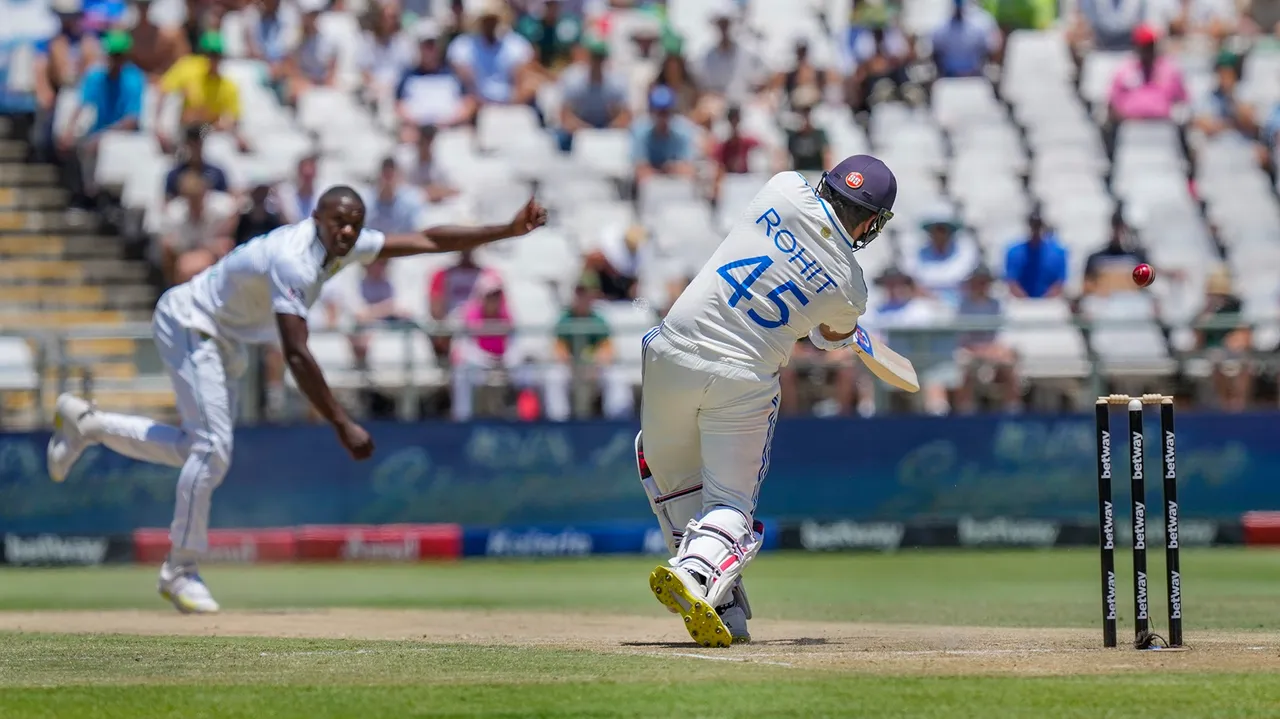 Rohit Sharma plays a shot during the second day of the second Test match between India and South Africa