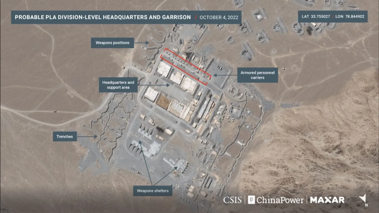 Satellite image of Chinese build up at India border