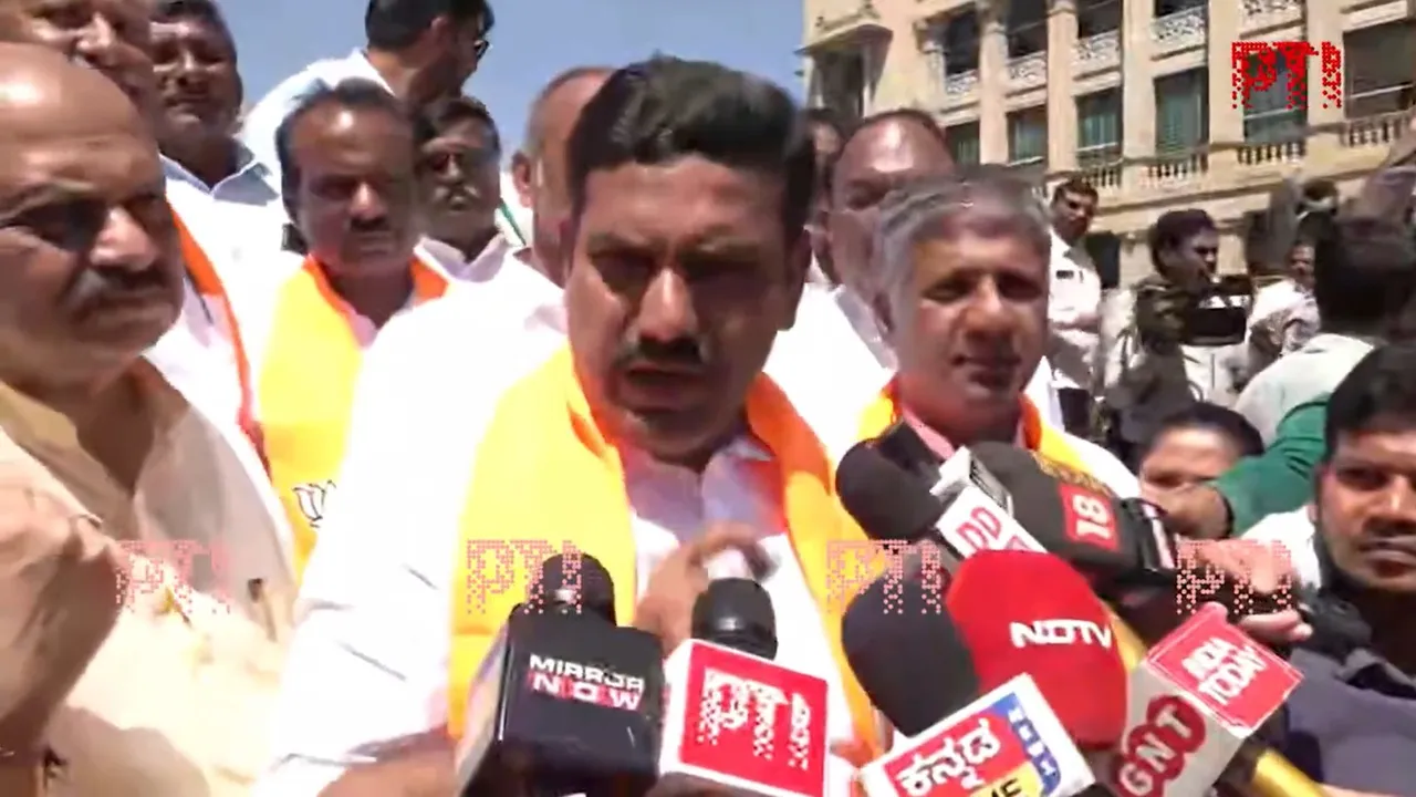 Karnataka BJP president B Vijayendra Protest