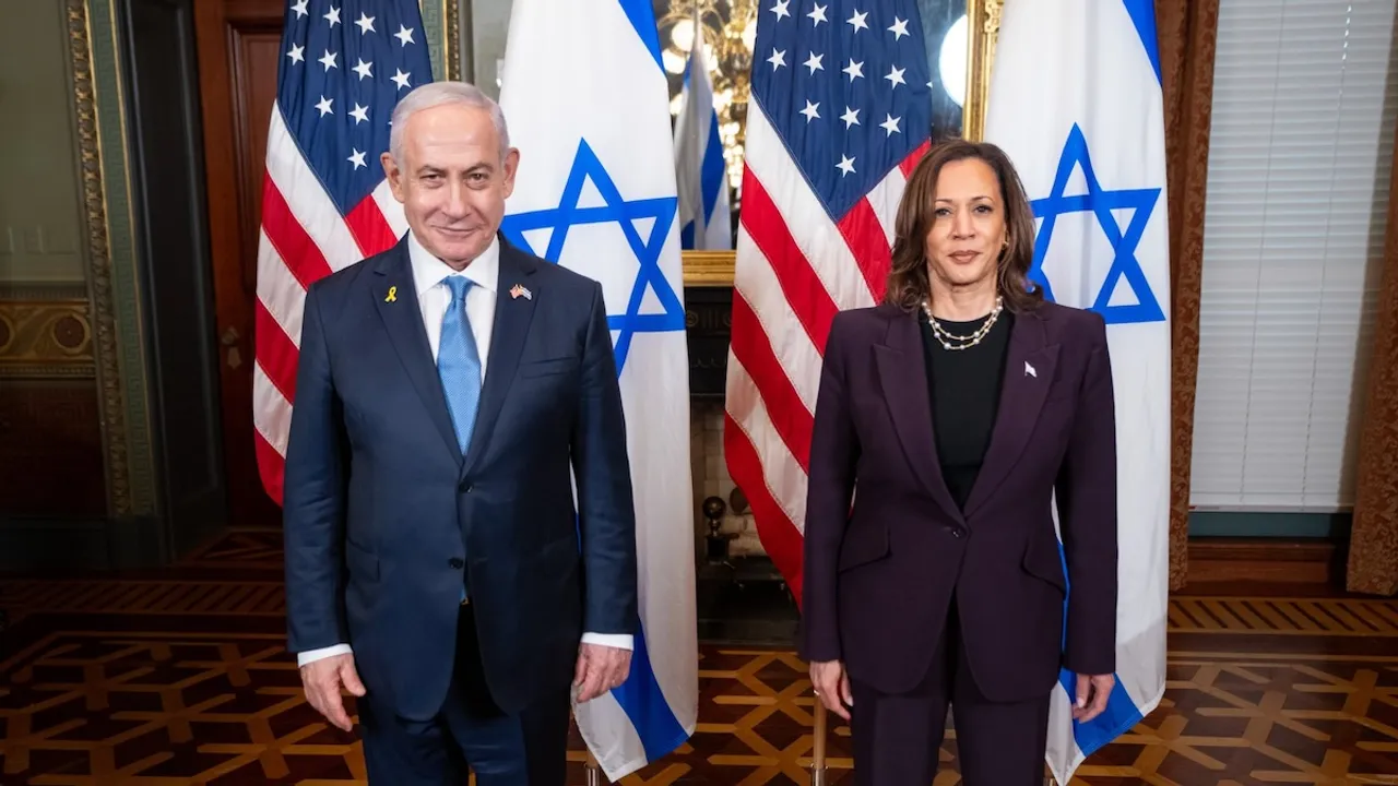 Banjamin Netanyahu and Kamala Harris