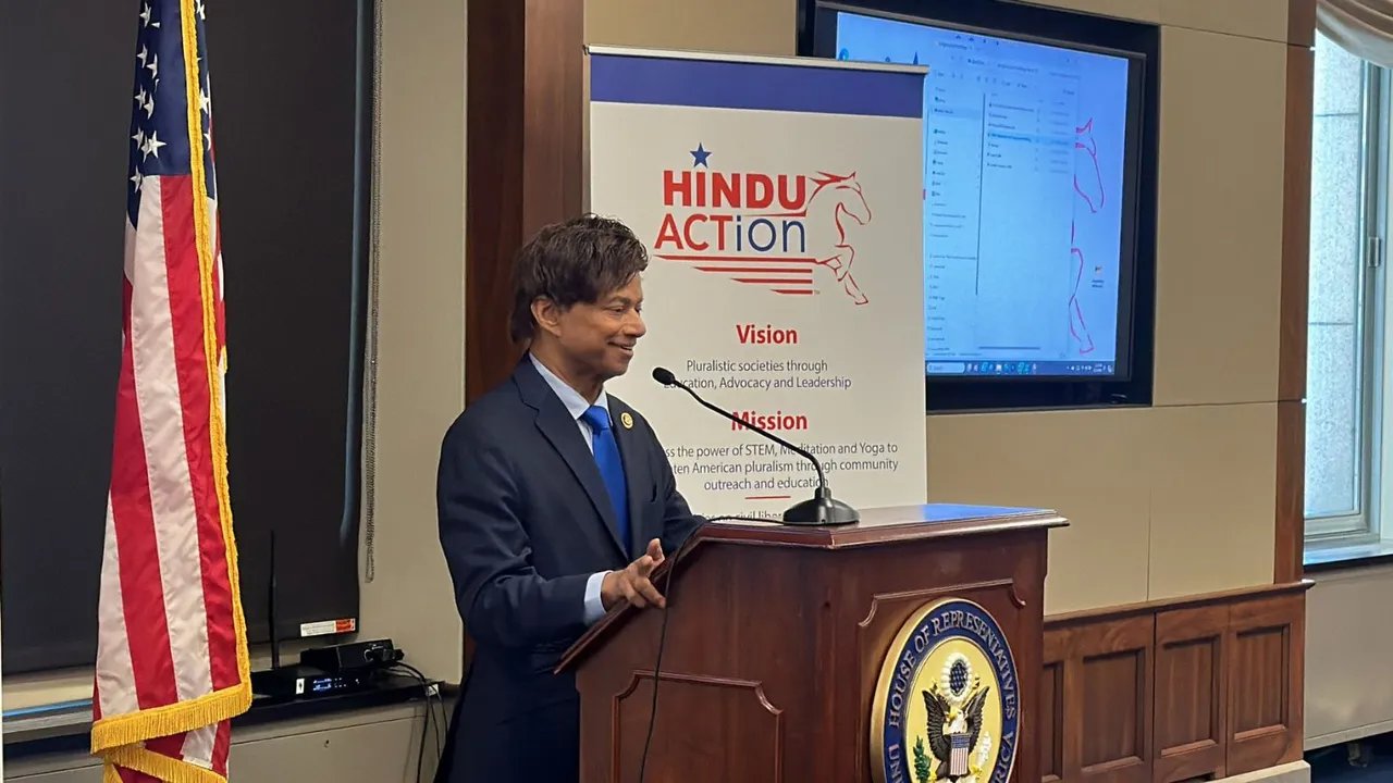 Shri Thanedar addressing the Hindu ACTion congressional briefing on Hinduphobia in the US