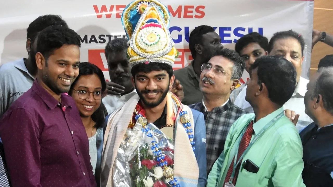 Candidates champion D Gukesh arrives in Chennai