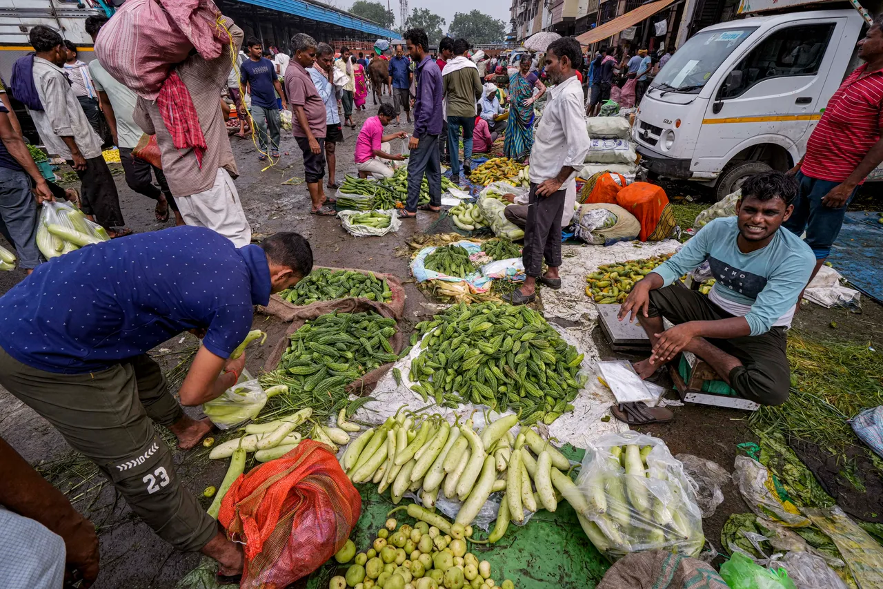 Vegetables on sale at Azadpur Mandi, in New Delhi