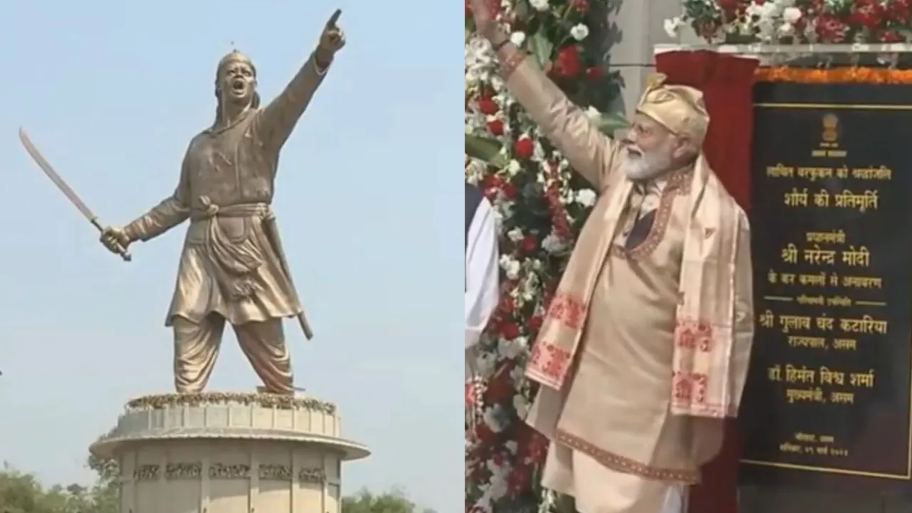 Pm Modi Unveils 125 Foot Statue Of Lachit Borphukan In Assams Jorhat 2590