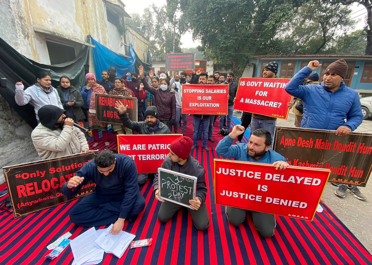 Protesting Kashmiri Pandit employees reiterate demand for relocation outside valley
