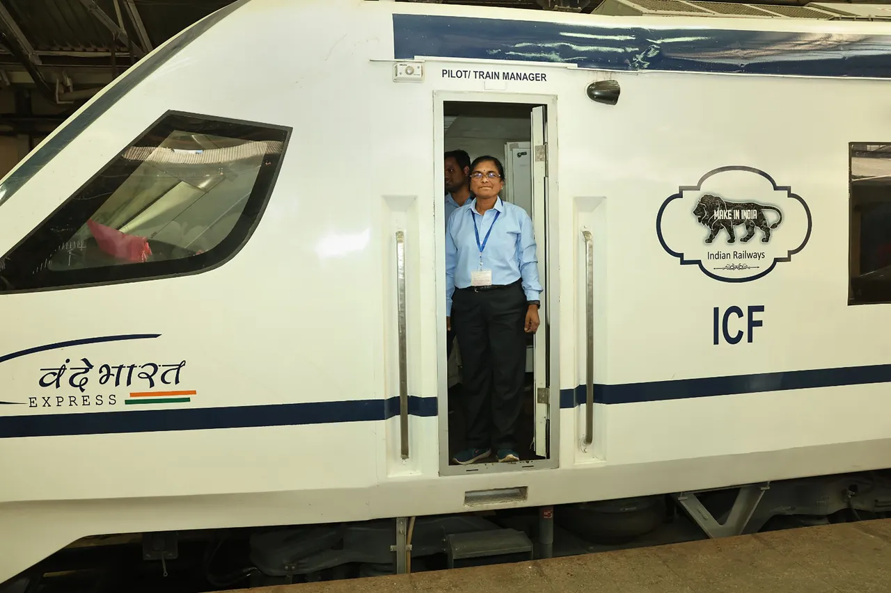Asia's first woman loco pilot Surekha Yadav operates Vande Bharat Express