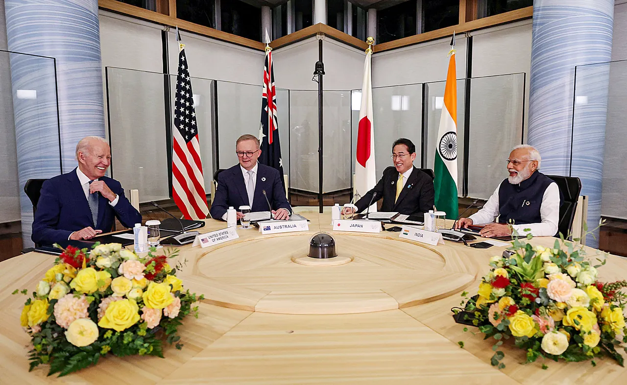 Prime Minister Narendra Modi with USA President Joe Biden, Prime Minister of Australia Anthony Albanese and Prime Minister of Japan Fumio Kishida during the Quad Leaders' Summit, in Hiroshima, Japan
