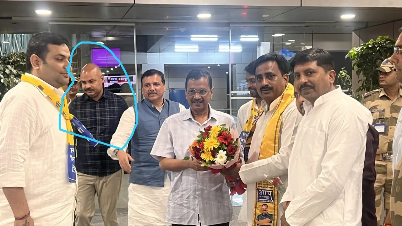 Bibhav Kumar spotted with Sanjay Singh and Arvind Kejriwal at Lucknow airport on Wednesday, May 15, 2024