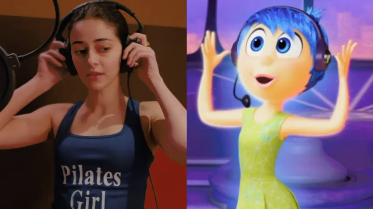 Actor Ananya Panday  dubbing for 'Inside Out 2'