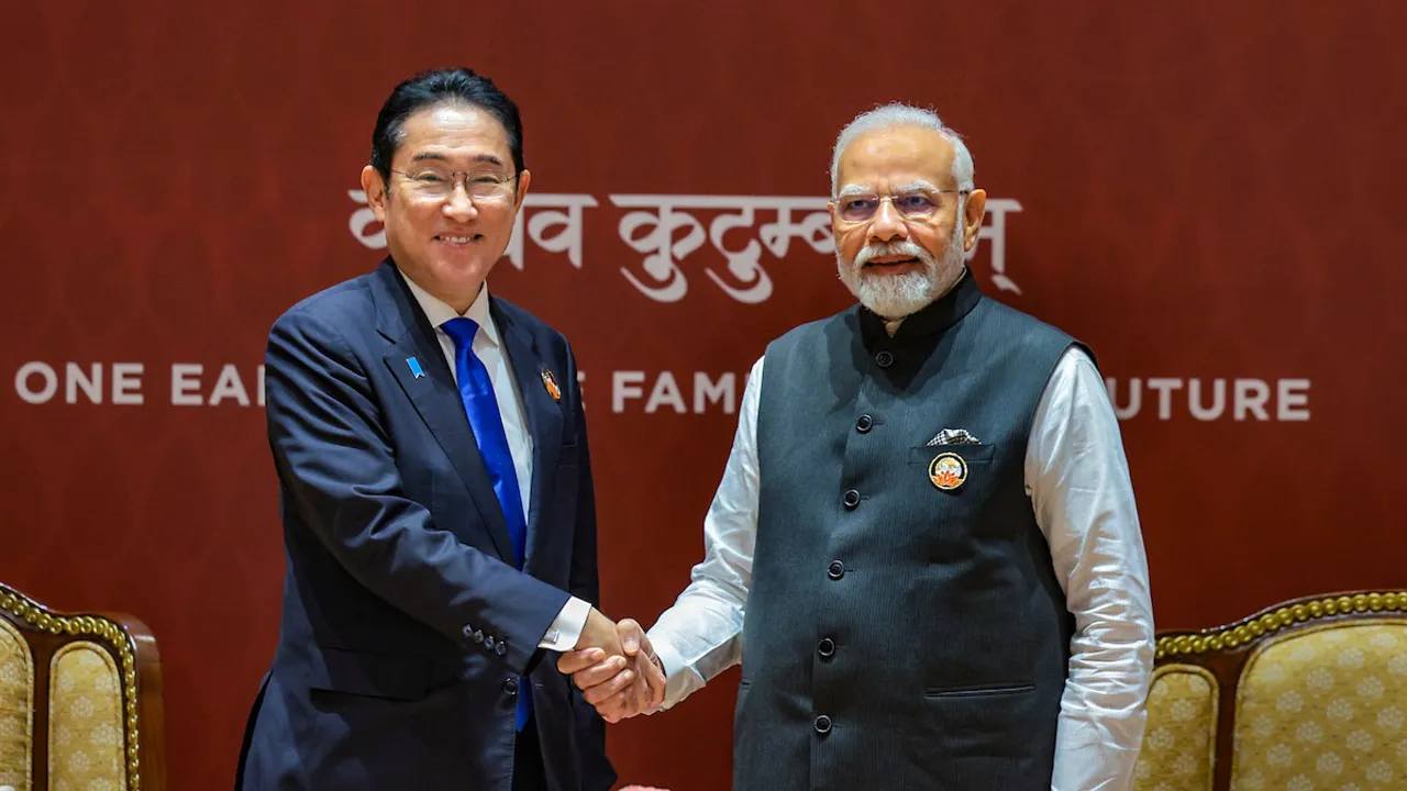 Prime Minister Narendra Modi with Japanese Prime Minister Fumio Kishida during a bilateral meeting, on the sidelines of the G20 Summit 2023, in New Delhi, Saturday, Sept. 9, 2023