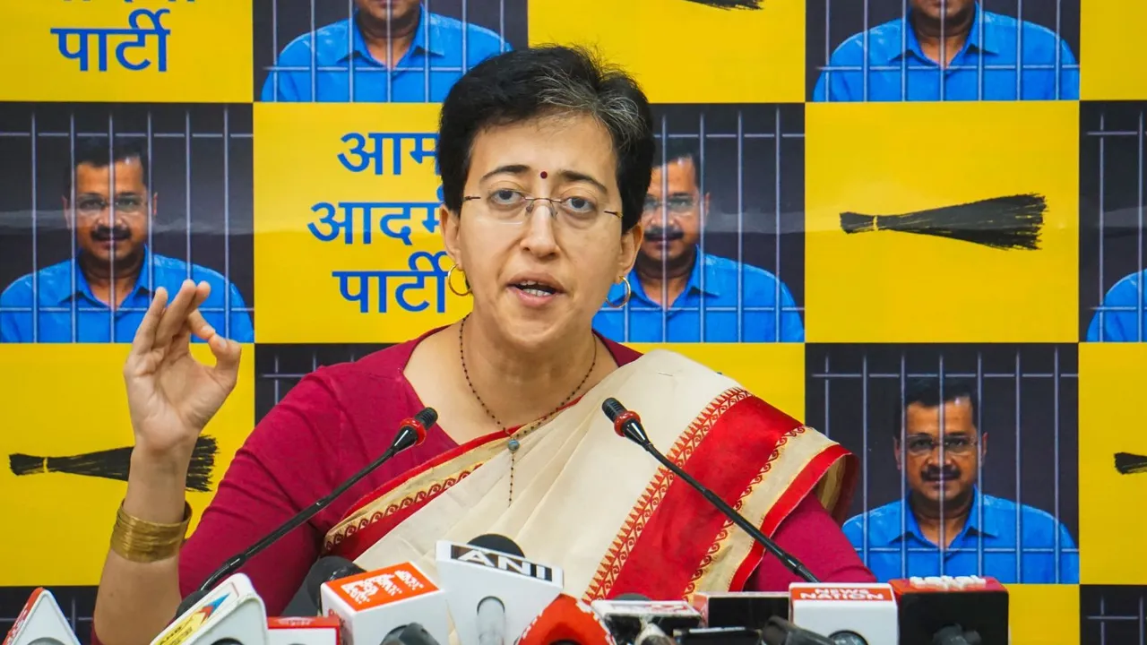 Delhi Minister and AAP leader Atishi addresses a press conference, in New Delhi, Friday, May 3, 2024