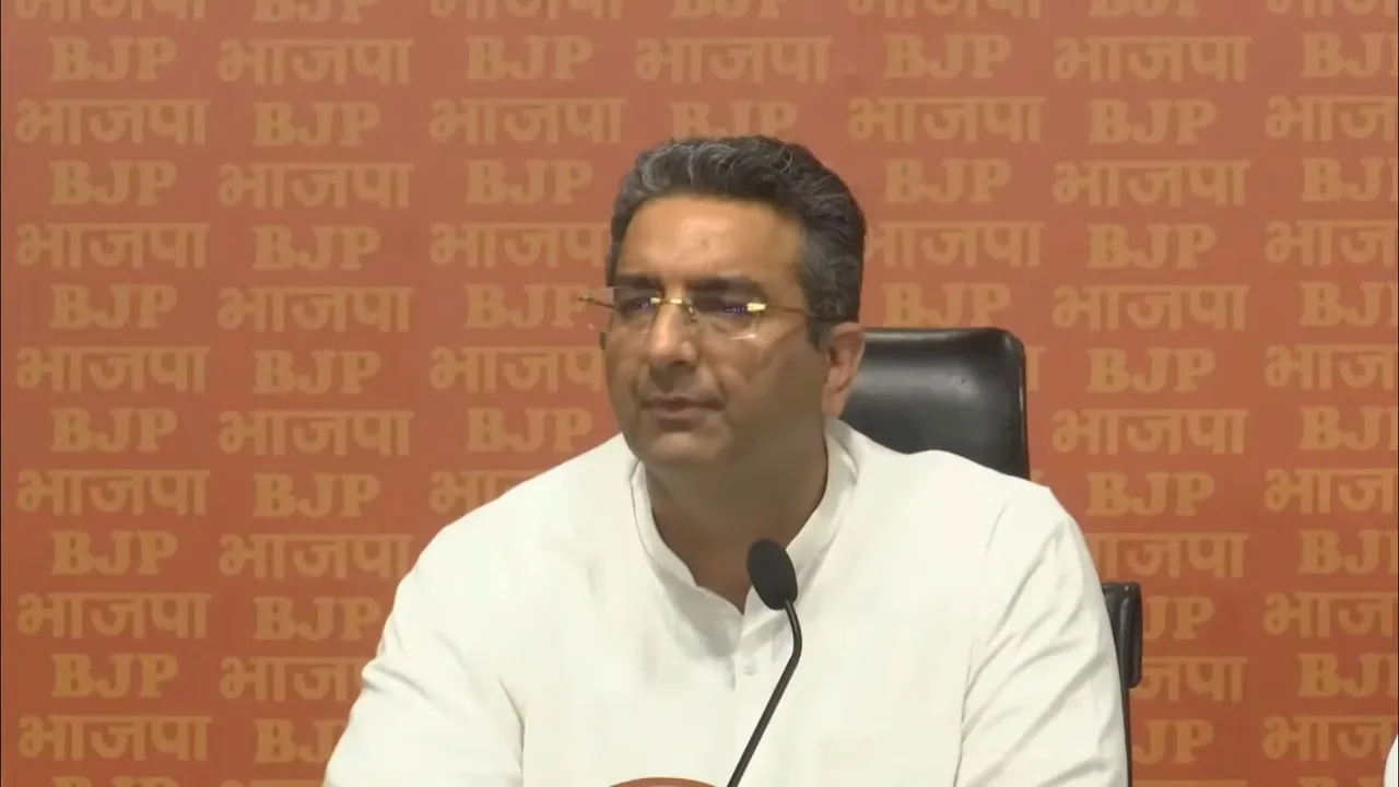 BJP spokesperson Gaurav Bhatia addresses press conference at BJP HQ in New Delhi