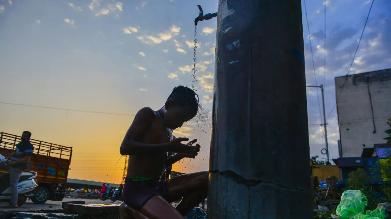 Kid Bathing in Summer