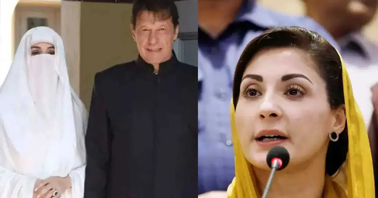 (Left) Bushra Bibi with her husband Imran Khan; (Right) Maryam Nawaz