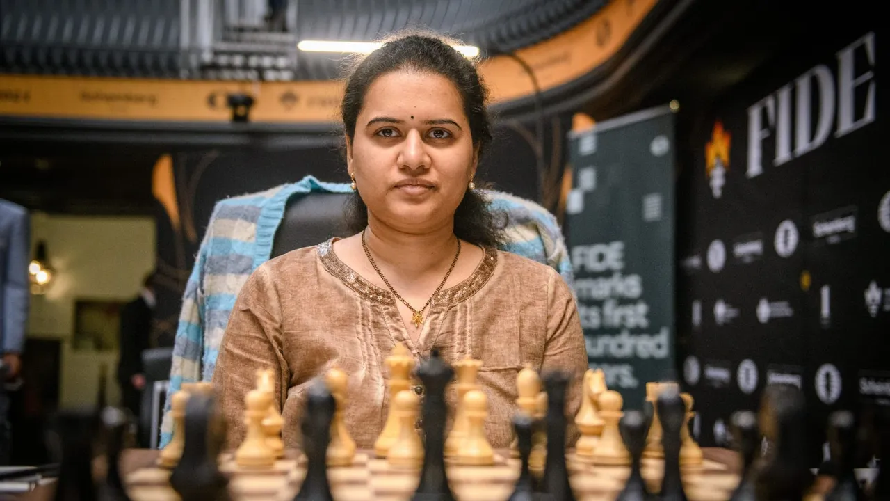 Indian GM Koneru Humpy at the FIDE Women's Candidates 2024 chess tournament, in Toronto, Canada