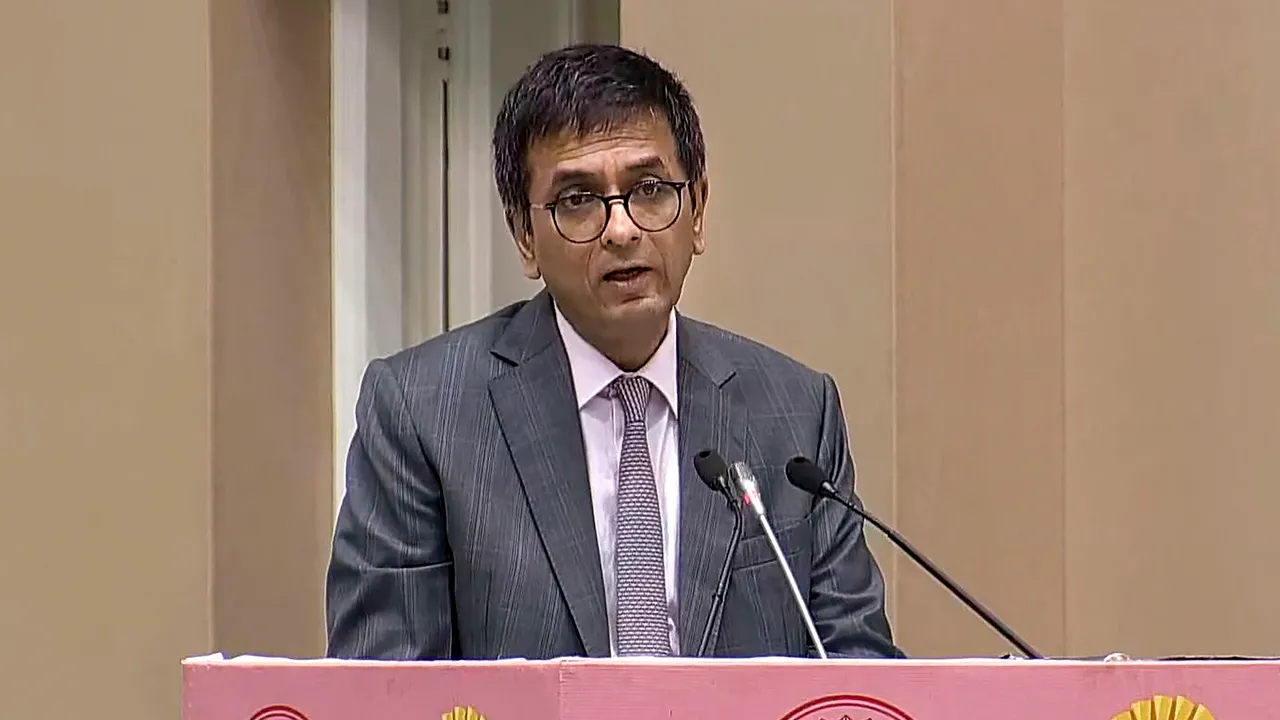Chief Justice of India (CJI) Justice DY Chandrachud addresses the ‘International Lawyers’ Conference 2023’ at Vigyan Bhawan, in New Delhi