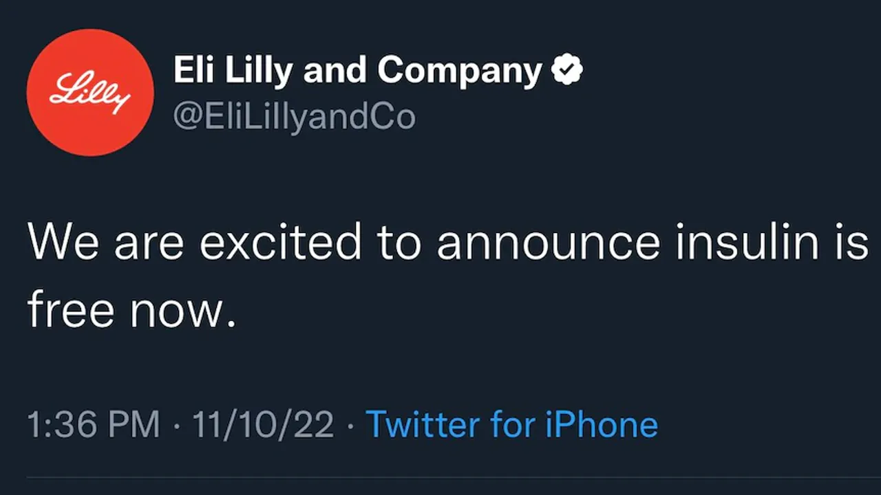 Eli Lilly Twitter Insulin Blue Tick Elon Musk