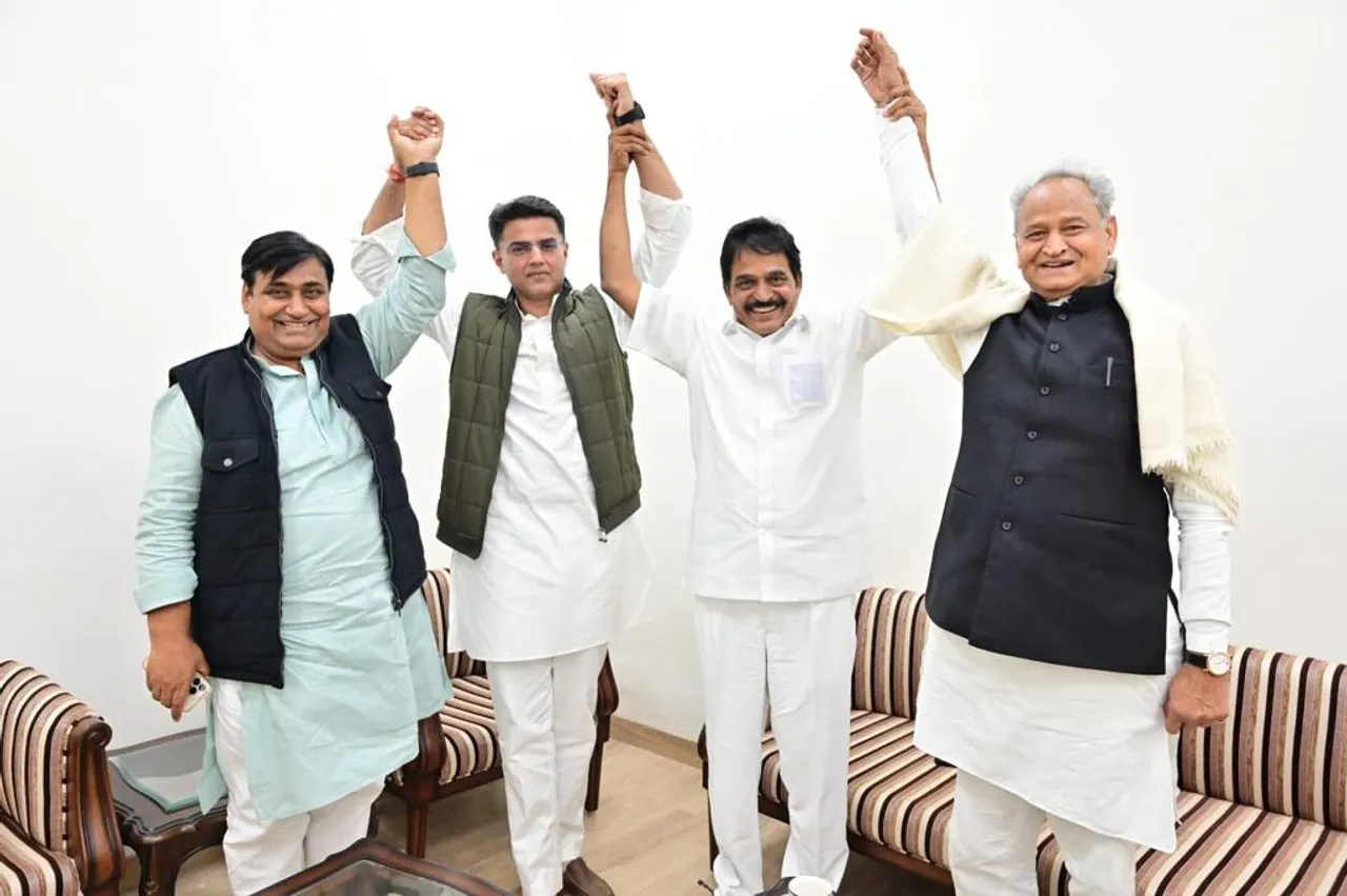 Govind Dastara, Sachin Pilot, KC Venugopal and Ashok Gehlot