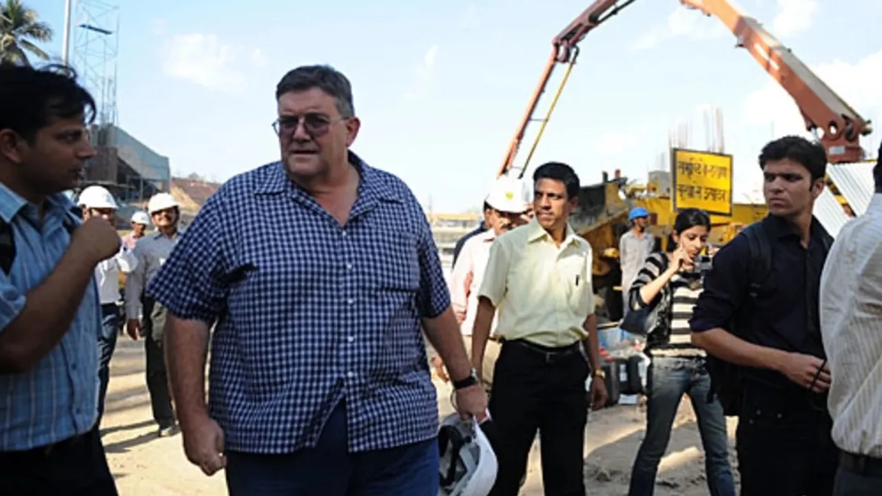 Andy Atkinson during a recce of Wankhede Stadium