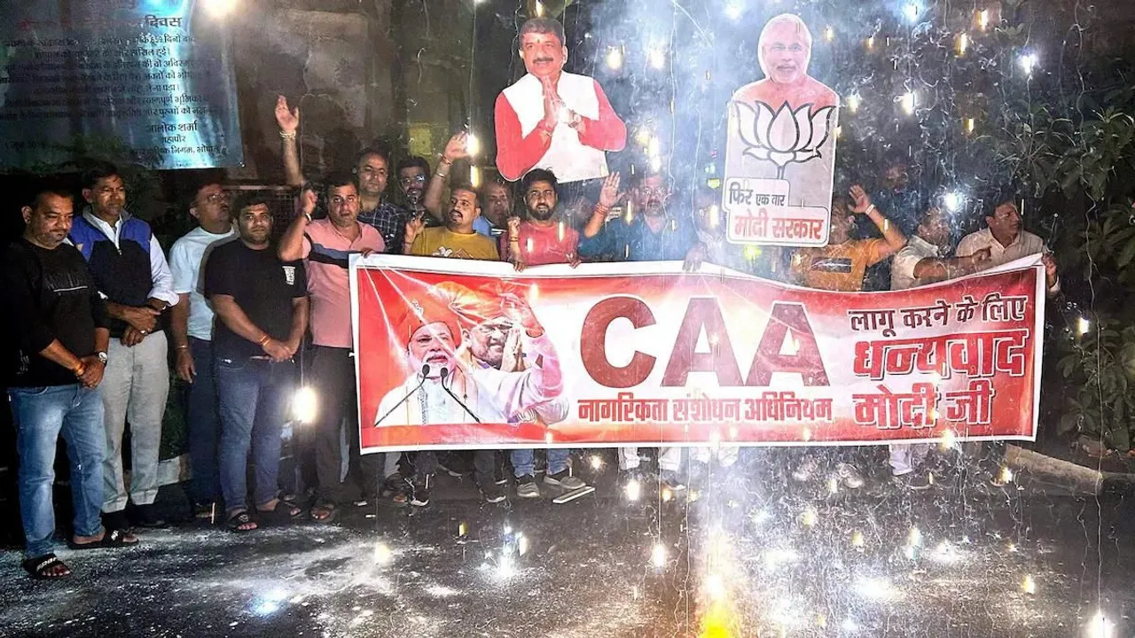 Celebrations in Bhopal after CAA rules were notified on Monday