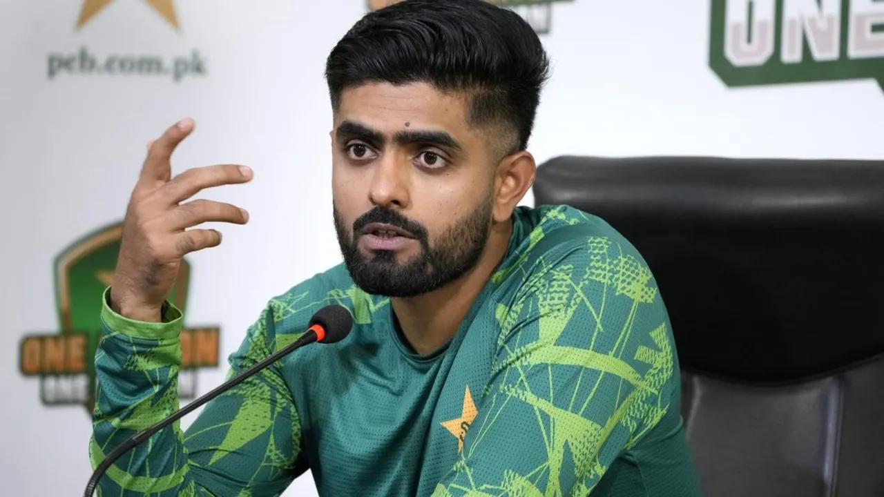 Pakistan limited overs skipper Babar Azam addresses a media conference in Lahore