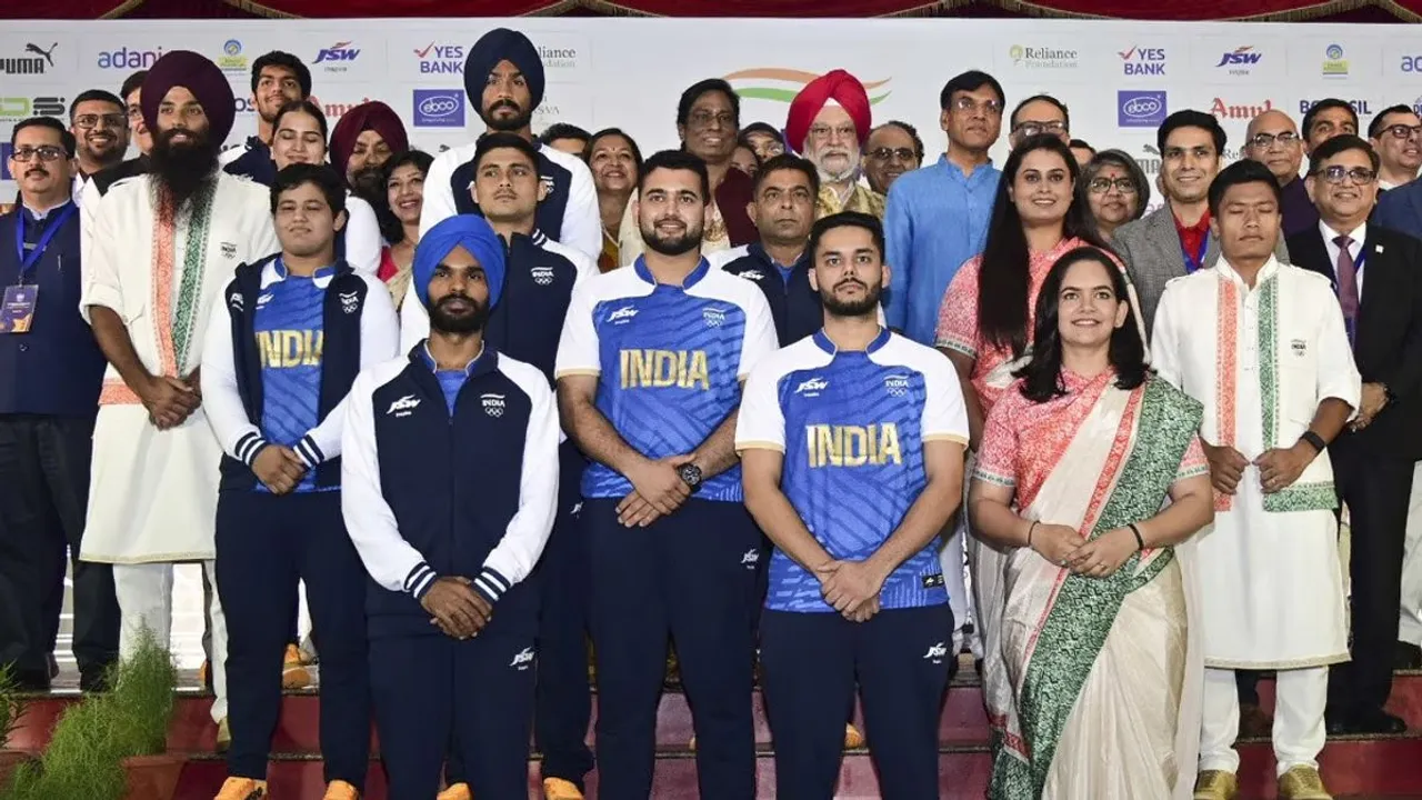 Athletes model India's ceremonial and playing uniforms for Paris Olympic Games 2024