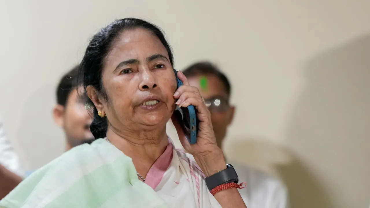 West Bengal Chief Minister and TMC Supremo Mamata Banerjee addresses a press conference amid counting of votes for Lok Sabha elections, in Kolkata, Tuesday, June 4, 2024