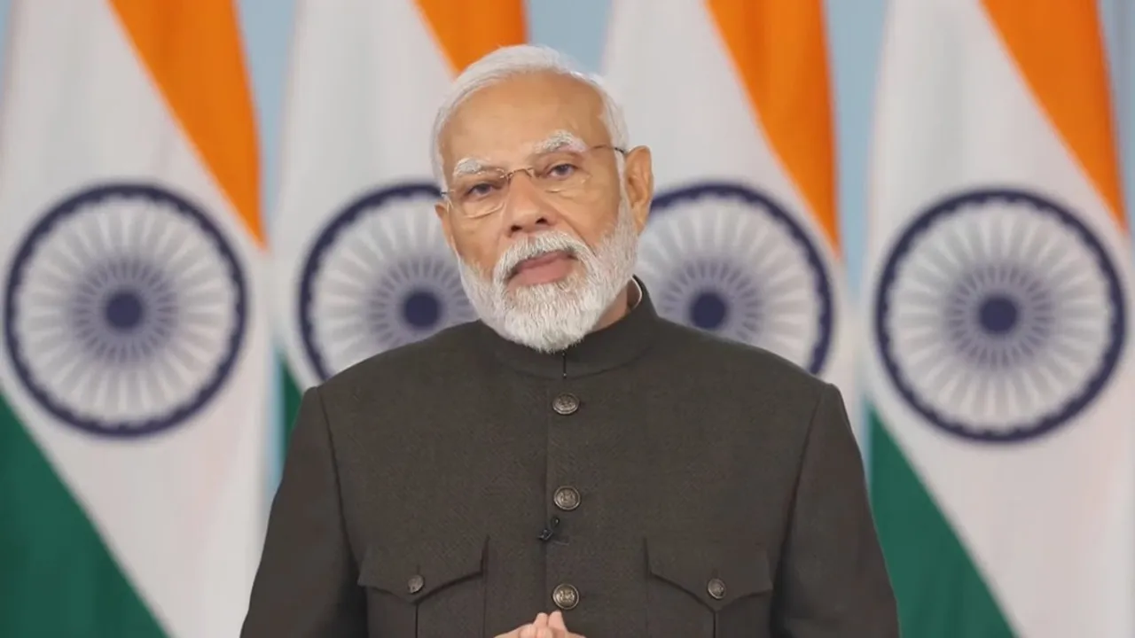 Prime Minister Narendra Modi virtually addressing 'Viksit Bharat, Viksit Rajasthan' event