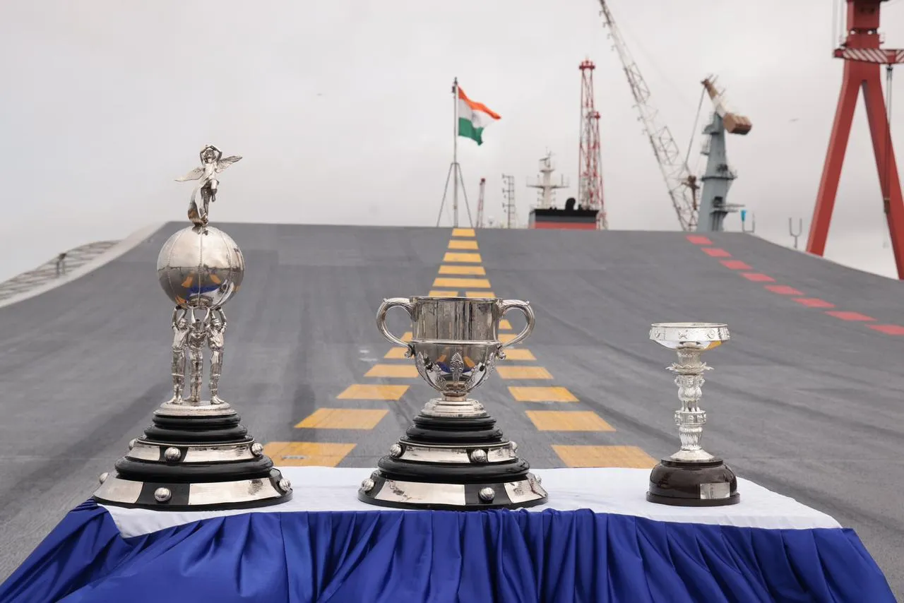 Durand Cup trophy tour reaches INS Vikrant in Kochi