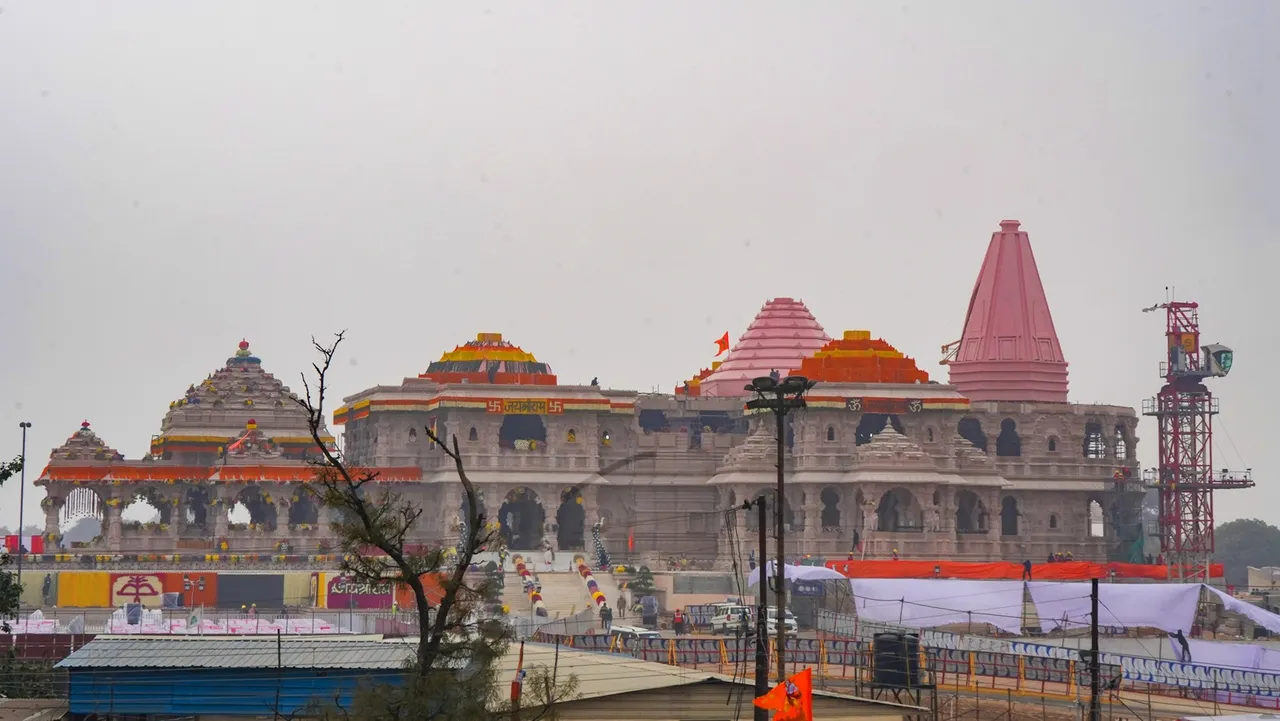 Preparations underway at the Ram temple for the consecration ceremony, in Ayodhya