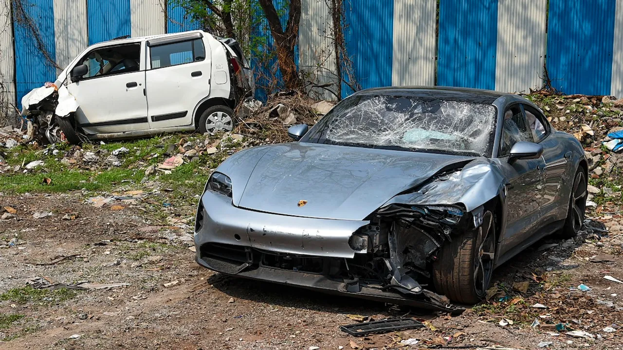 The Porsche car found without number plate, in Pune, Tuesday, May 21, 2024.