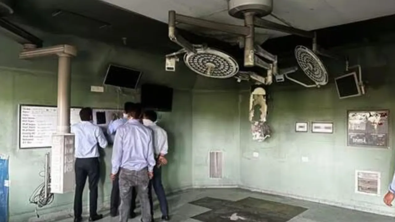 The operation theatre on the fourth floor of the advanced cardiac centre at PGIMER, Chandigarh, where a fire broke out on Saturday afternoon