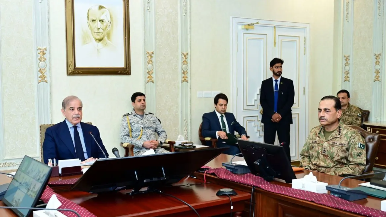 Prime Minister Muhammad Shehbaz Sharif chairs a high level security meeting in Islamabad on 27 March, 2024.