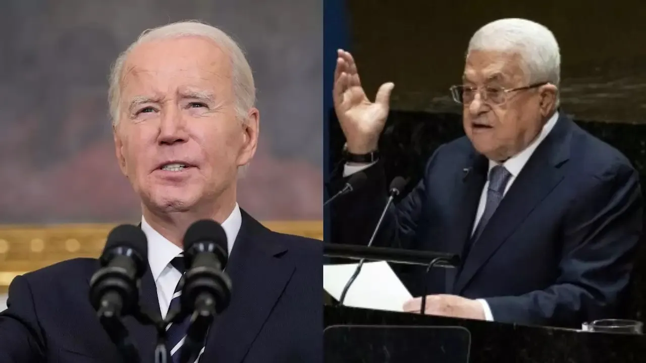 Joe Biden and Palestinian President Mahmoud Abbas