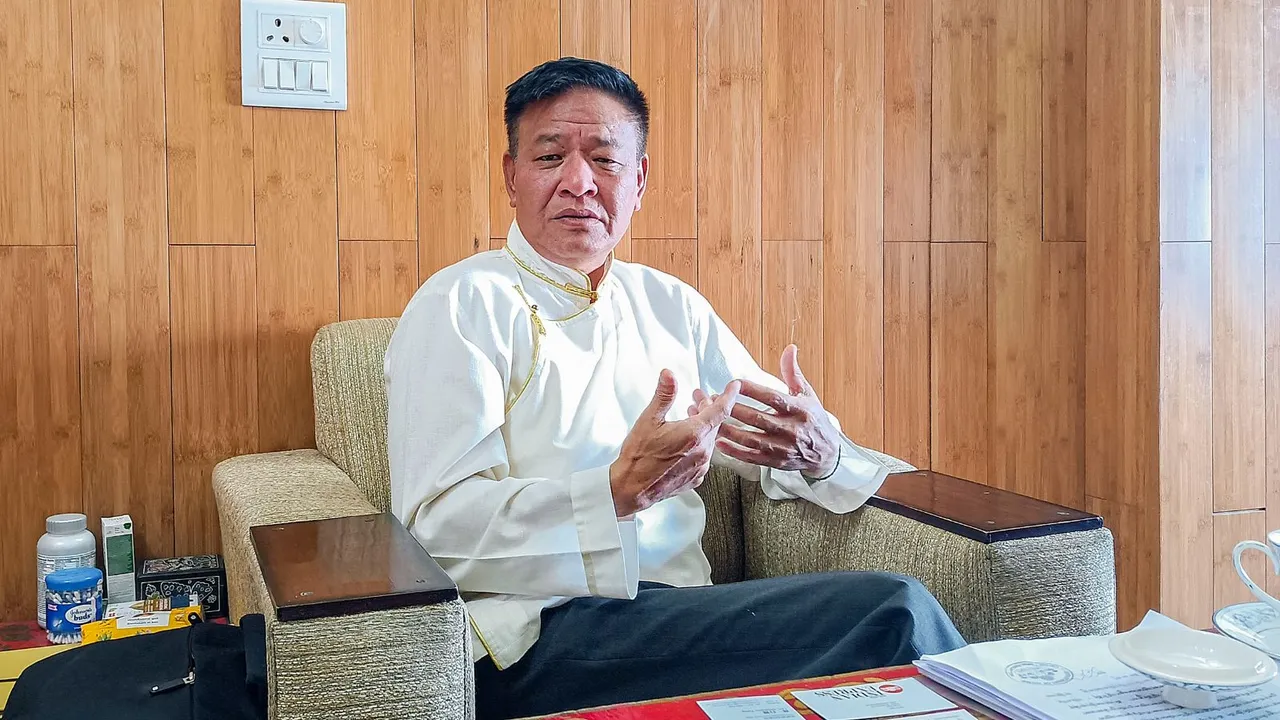 Sikyong or political head of Tibet's government-in-exile, Penpa Tsering during an interaction with media persons in Dharamshala in Himachal Pradesh