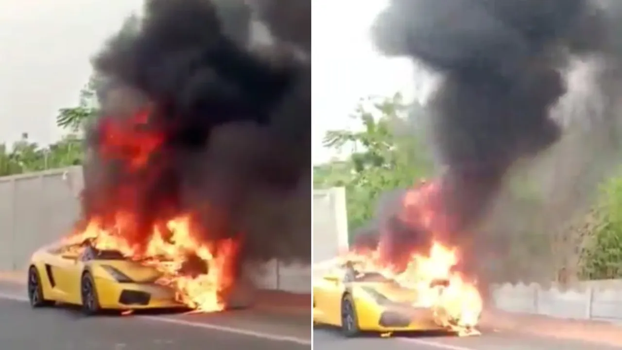 Lamborghini set on fire by old car dealer over dispute with owner