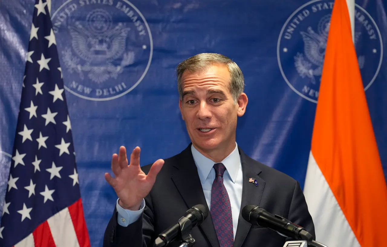 US Ambassador to India Eric Garcetti interacts with the media during the annual Student Visa Day, in New Delhi