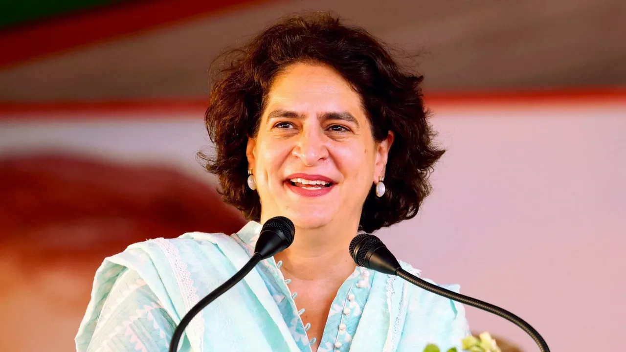 Priyanka Gandhi Vadra addresses a public meeting, in Rae Bareli, Uttar Pradesh, Tuesday, June 11, 2024.