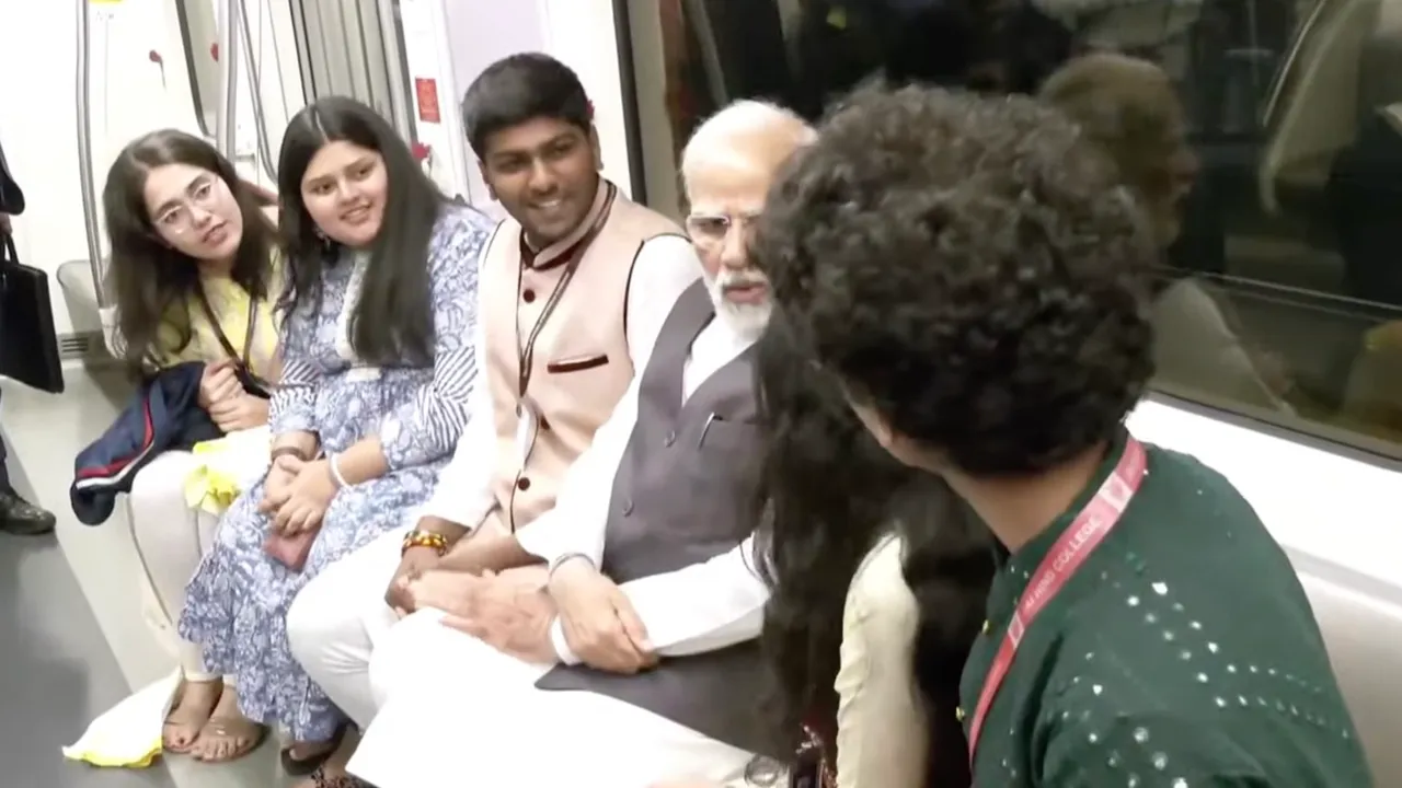 PM Modi travelling in Mumbai Metro