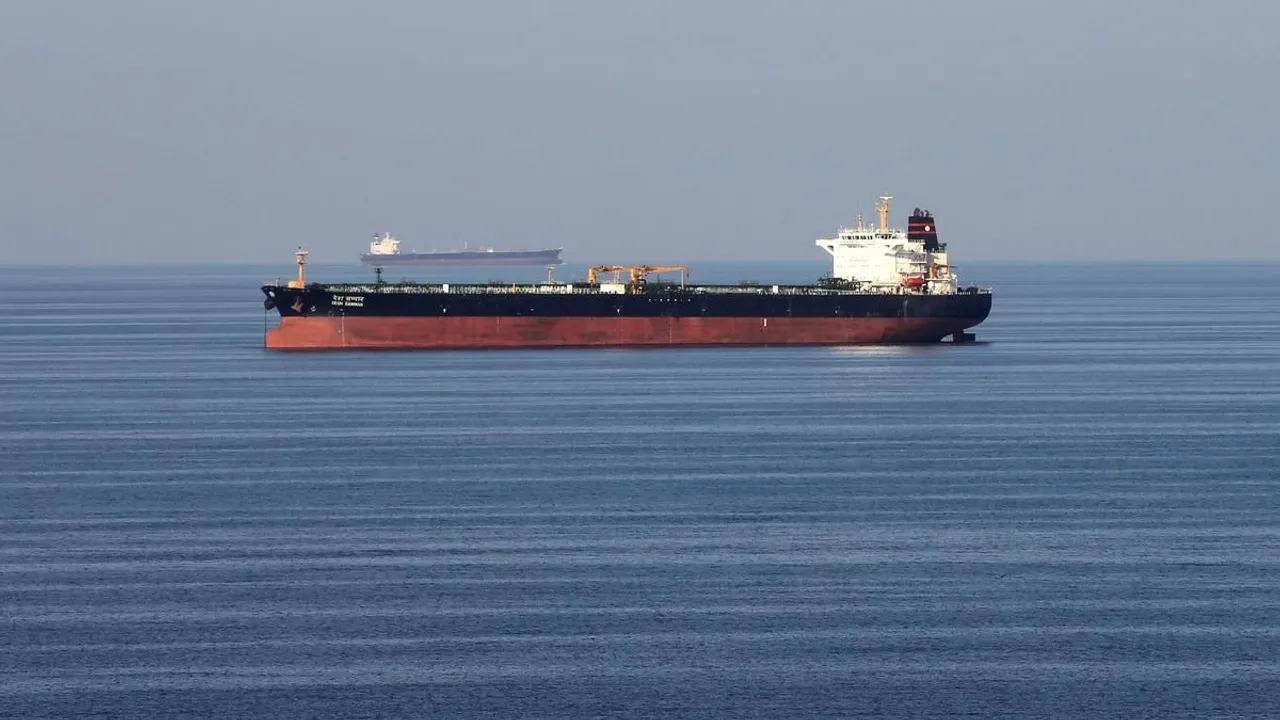 An oil tankers passing through the Strait of Hormuz