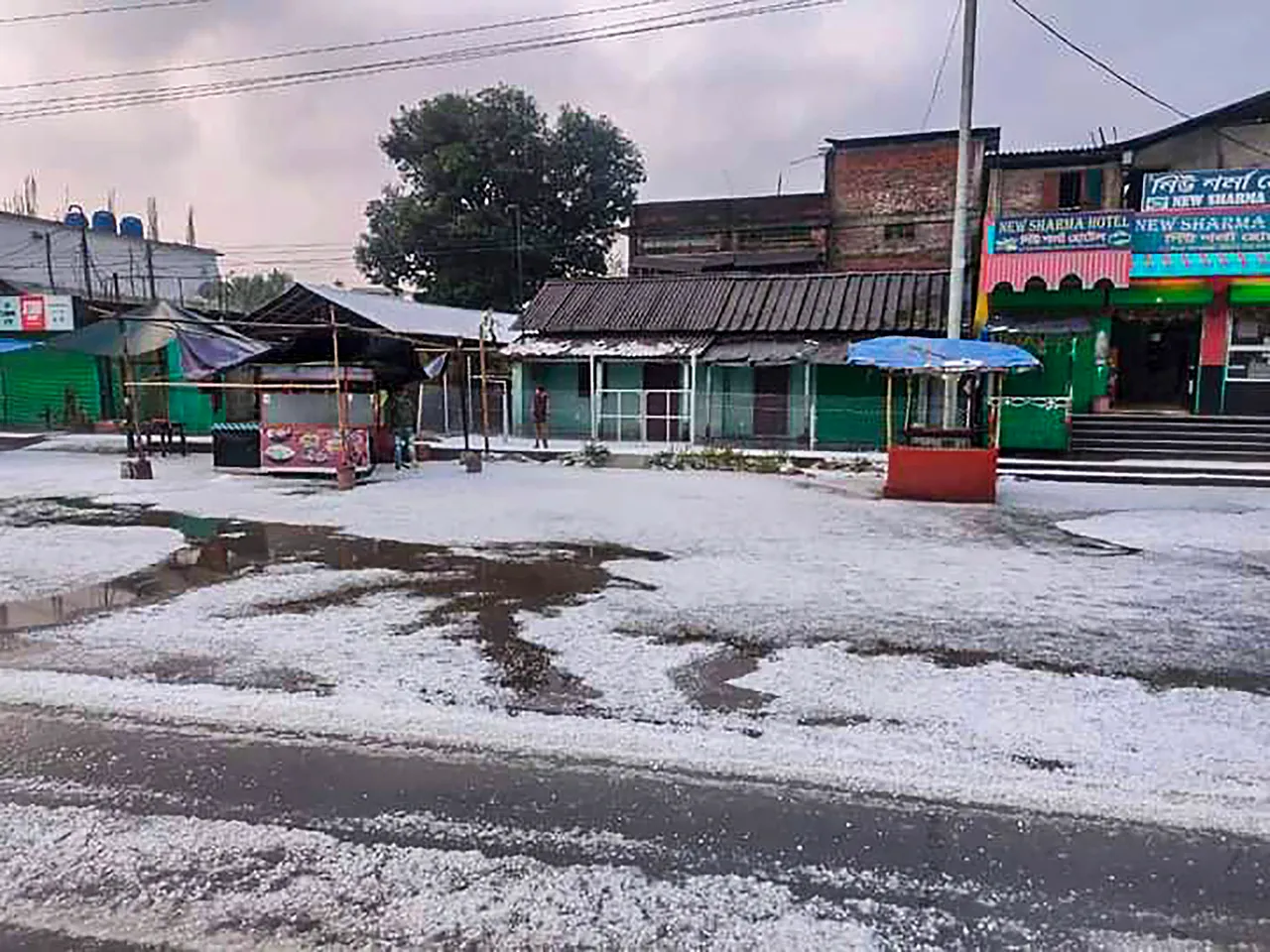 Cold weather in Assam Winter Hailstorm