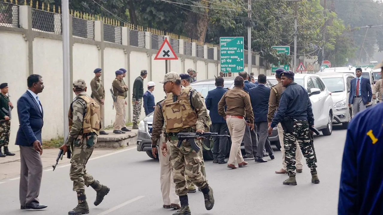 Enforcement Directorate (ED) officials arrive at the residence of Jharkhand Chief Minister Hemant Soren for his questioning in a money laundering case linked to an alleged land scam, in Ranchi, Saturday, Jan. 20, 2024.