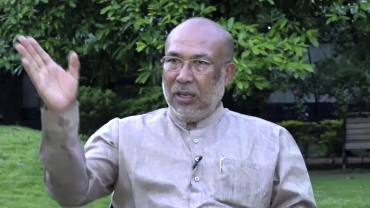 Manipur Chief Minister N. Biren Singh during an interview with PTI, in Imphal, Saturday, April 27, 2024