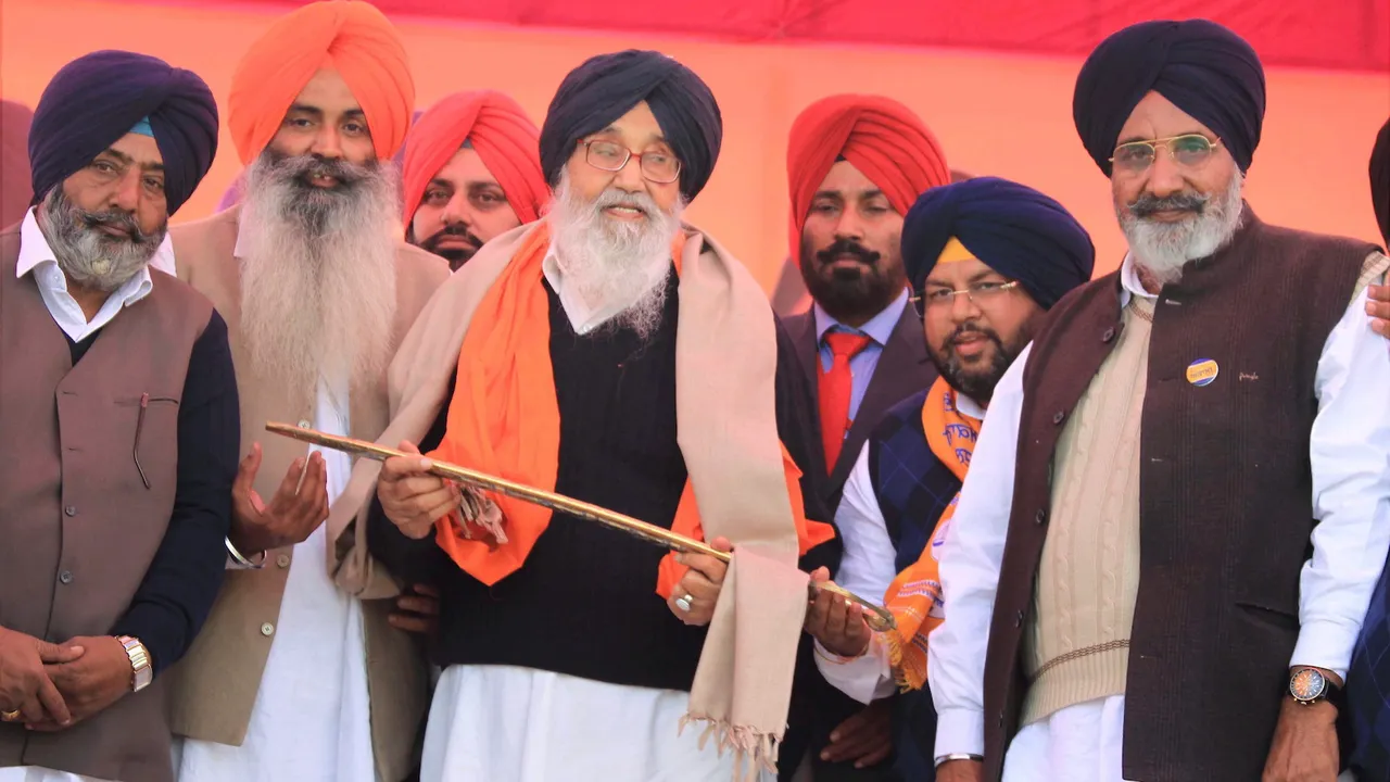 In this Sunday, on Jan 22, 2017 file image, Parkash Singh Badal attends an election rally in Bathinda