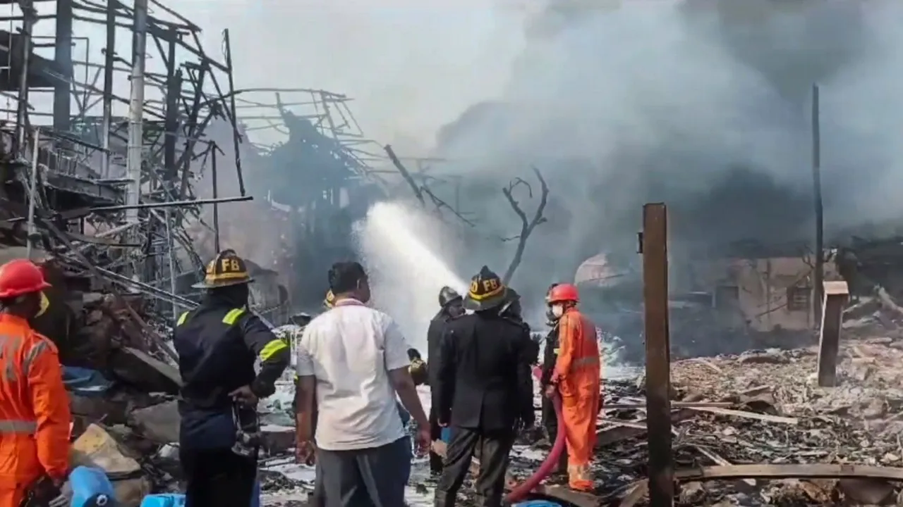 Debris at the chemical factory at Dombivli where a blast on Thursday killed at least nine people, in Thane district, Friday, May 24, 2024