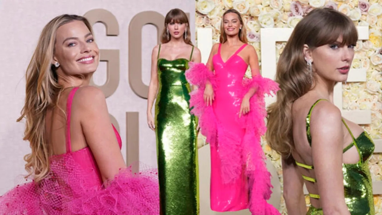 Golden Globes fashion: Taylor Swift stuns in shimmery green and Margot Robbie goes full Barbie
