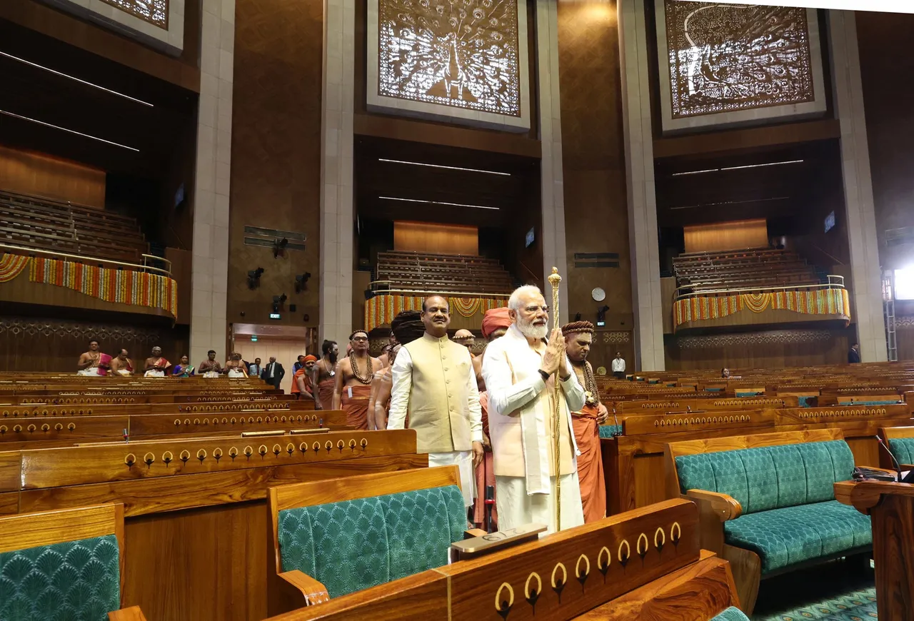 Narendra Modi new Parliament building Sengol