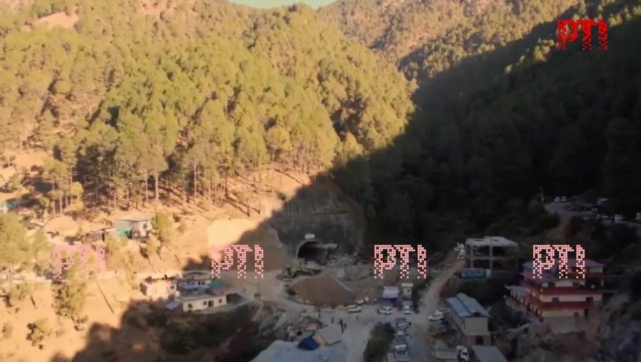 Arial view of Uttarkashi tunnel